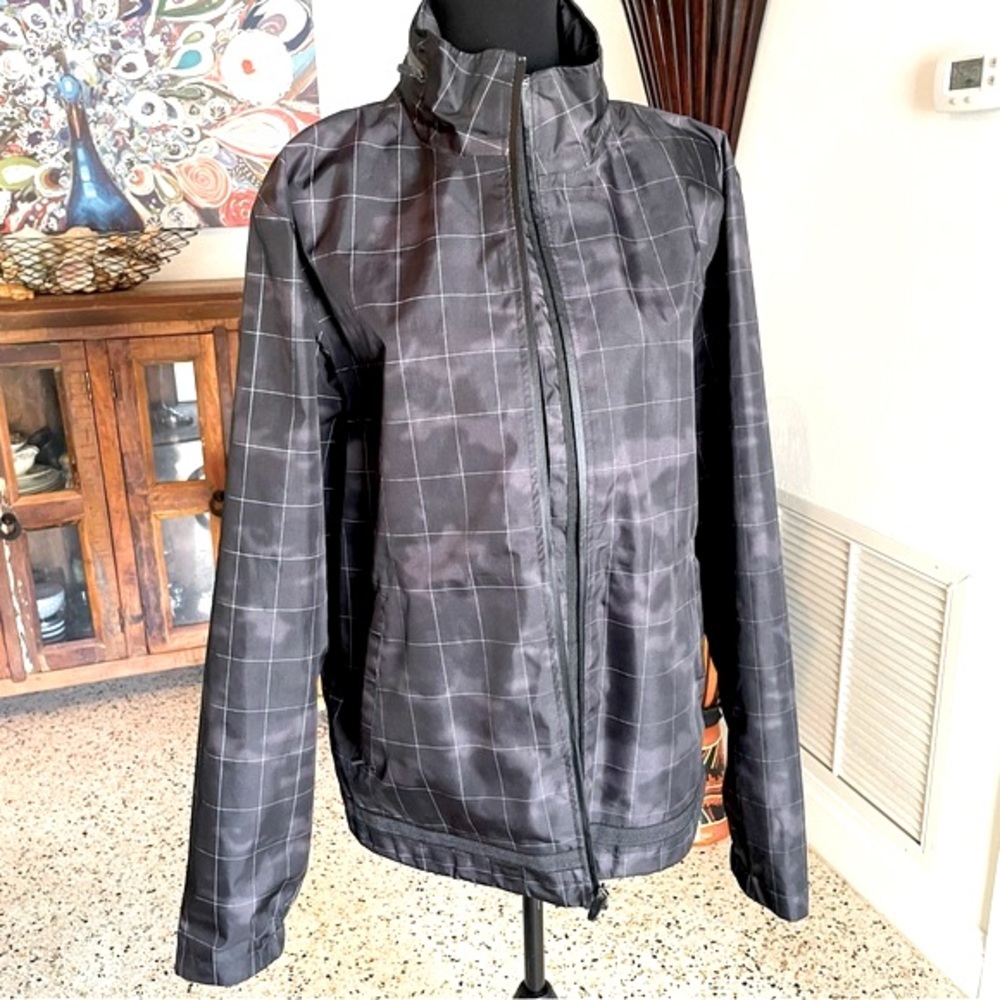 MPG SPORT Black Lined Nylon Rain All Weather Zip Up Jacket! Lg